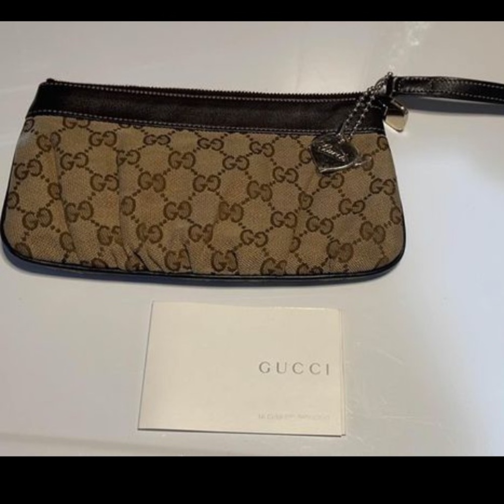 Canvas Gucci wristlet